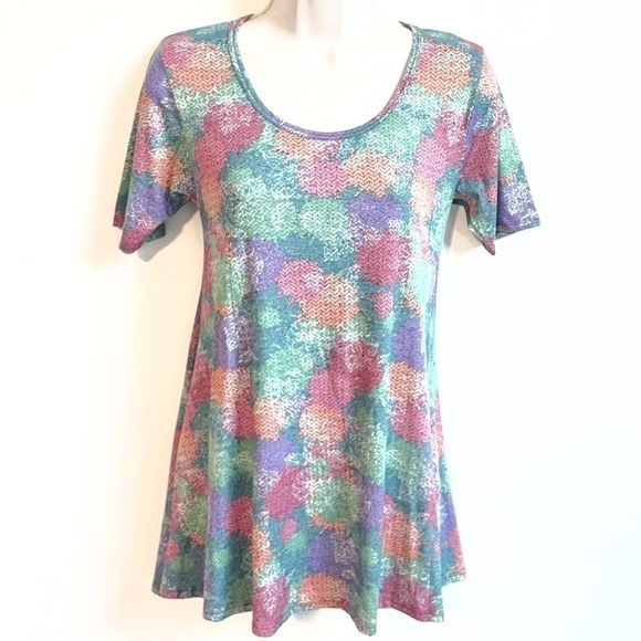 Lularoe scoop neck short sleeve hi low side slit tunic top XXS - Picture 1 of 6